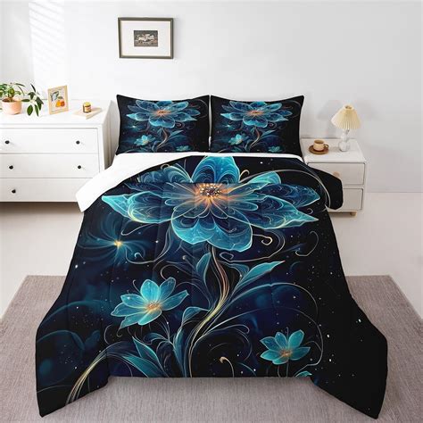 Amazon Homewish Blue Flowers Full Size Comforter Set Lotus Bedding