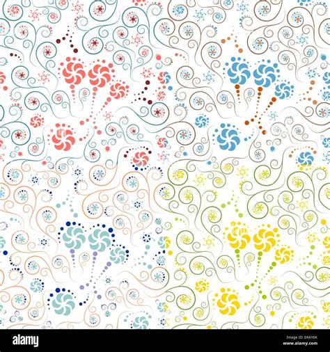 Set Of Floral Patterns With Circles And Spirals Stock Vector Image