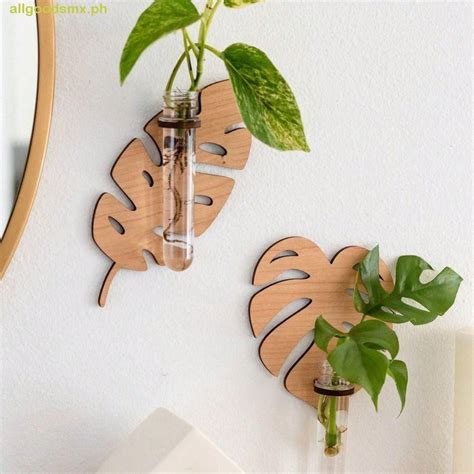 ALLGOODSMX Wall Hanging Vase Leaf Shape Plant Storage Rack Hydroponic