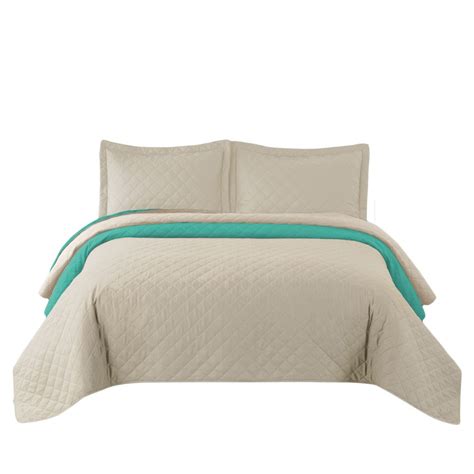 Couvre Lit Matelass Double Face Inez Beige Et Menthe X Leroy