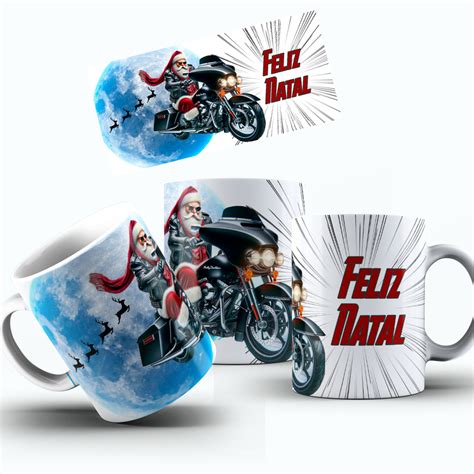 Caneca De Natal Papai Noel Motoqueiro Shopee Brasil