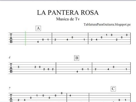 La Pantera Rosa Tablatura Para Guitarra Youtube Tablaturas