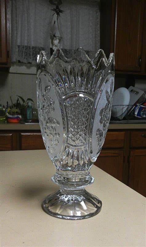 Vintage Lead Crystal Glass Vase Zajecar Saw Tooth Frosted