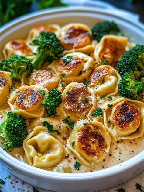 Creamy Garlic Parmesan Tortellini With Chicken Broccoli