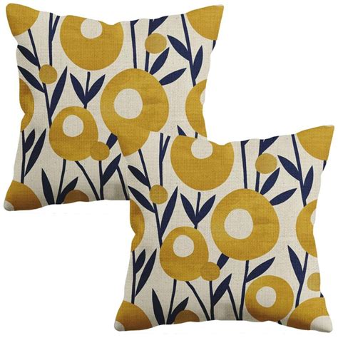 Sorfbliss Navy Blue Orange Pillow Covers X Set Of Fall Floral