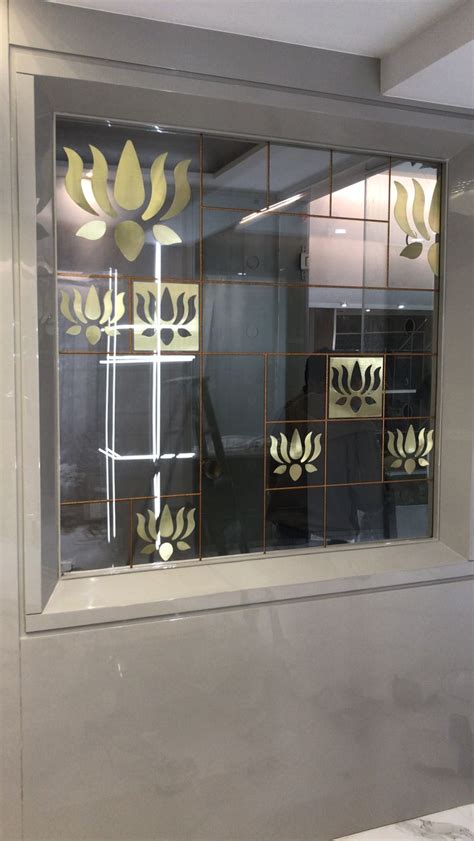 Decorative Glass Door With Gold Flowers