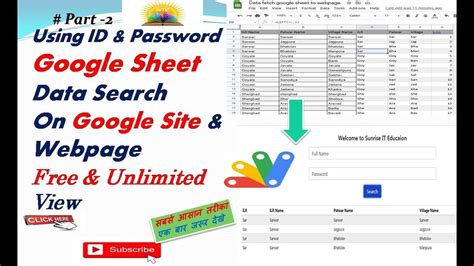 Google Sheet Data Search On Webpage Using ID And Password II Google Web