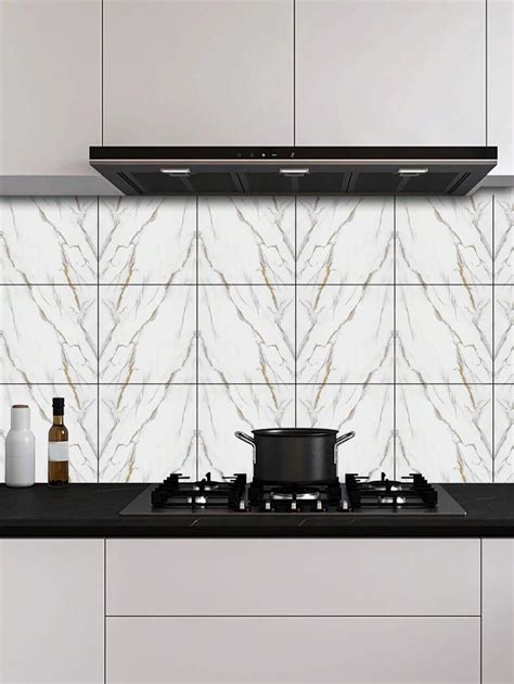 Sheet Faux Marble Peel And Stick Backsplash Tile For Kitchen Wall