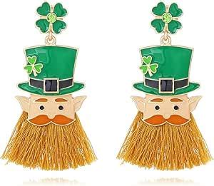 Amazon St Patrick S Day Earrings Green Leaf Leprechaun With Beard