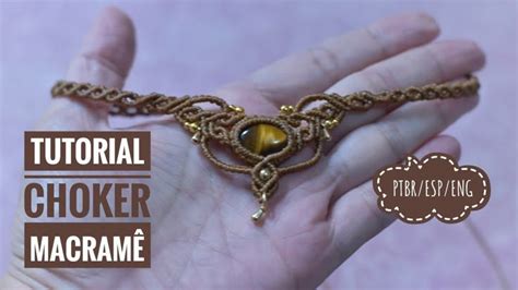 Macramê Tecendo Cor em Nós TUTORIAL Colar CHOKER em MACRAMÊ 24 23