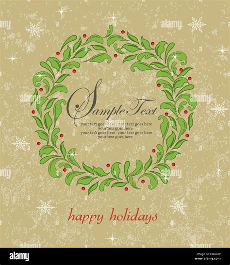 Vintage Christmas Card With Ornate Elegant Retro Abstract Floral Design