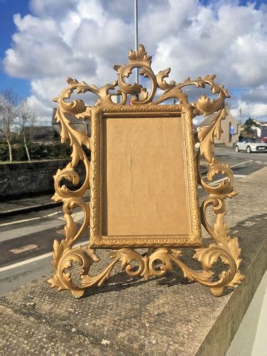 Antique Gilded Ornate Rococo Easel Photo Picture Frame Italian Baroque