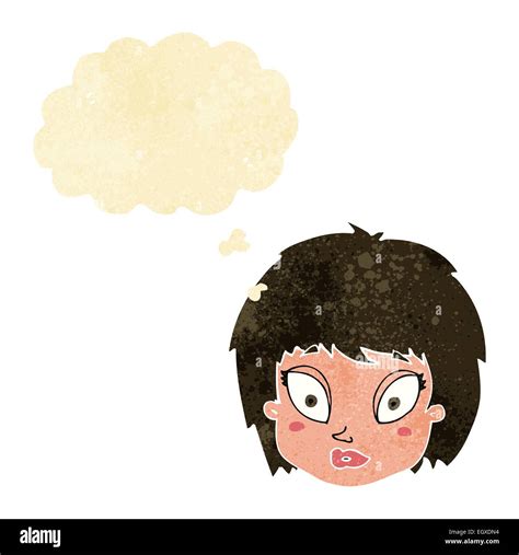 Cartoon Surprised Female Face With Thought Bubble Stock Vector Image