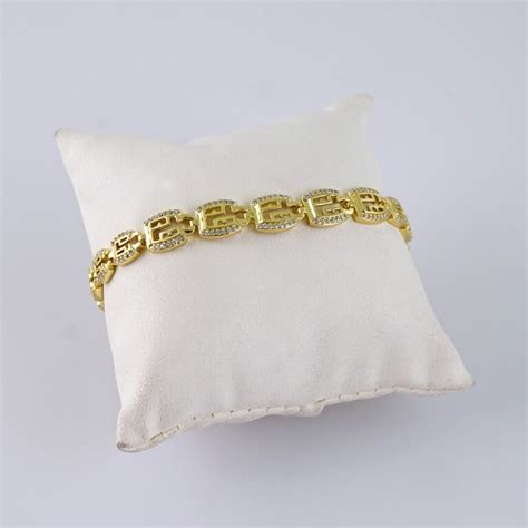 B1295 Womens Bracelet Pulseras Dama Zircon Stone 14K Real Color