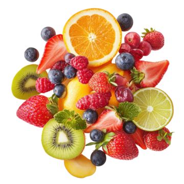 Summer Fruit Mix Juicy Strawberries Raspberries Kiwi Orange Lime Fruit