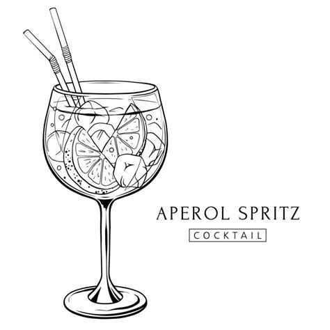 aperol spritz cocktail handgezogenes alkoholgetränk mit orangenscheibe