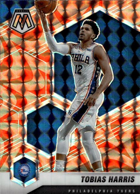 2020 21 Panini Mosaic Reactive Orange 159 Tobias Harris Philadelphia