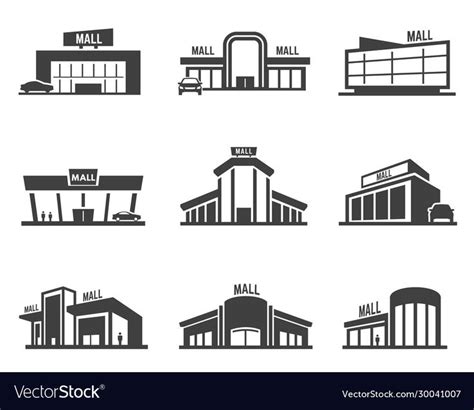 Shopping Mall Or Store Icon Set Vector Image On Vectorstock Constru O