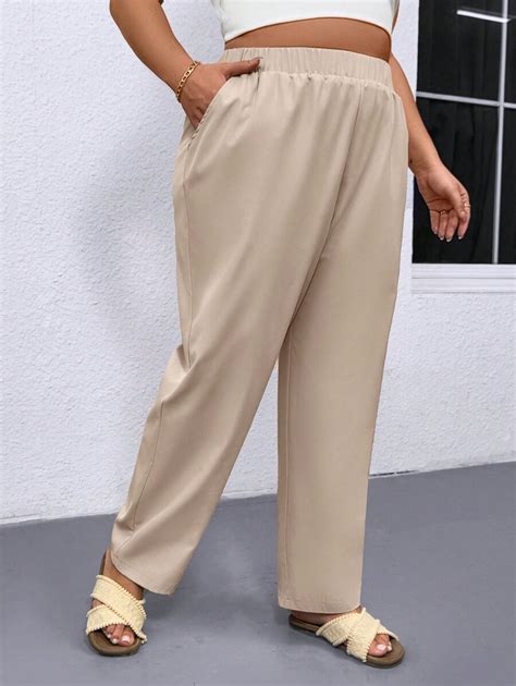 SHEIN Essnce Pantalon décontracté simple à taille élastique avec poches