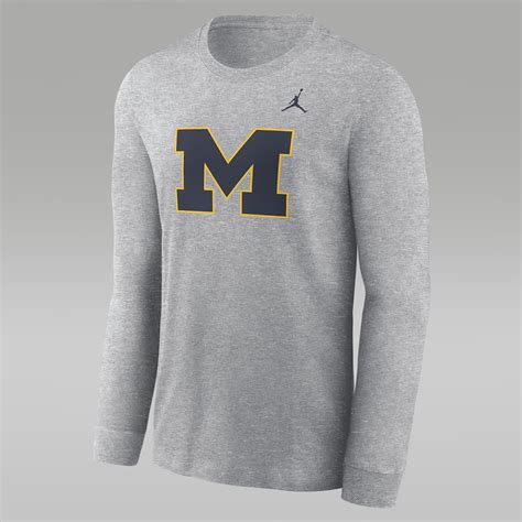 Michigan Wolverines Primary Logo Men S Jordan College Long Sleeve T