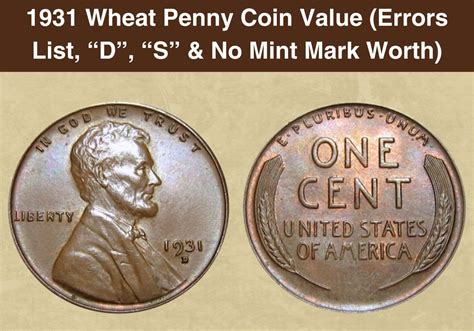 Wheat Penny Coin Value Errors List D S No Mint Mark Worth