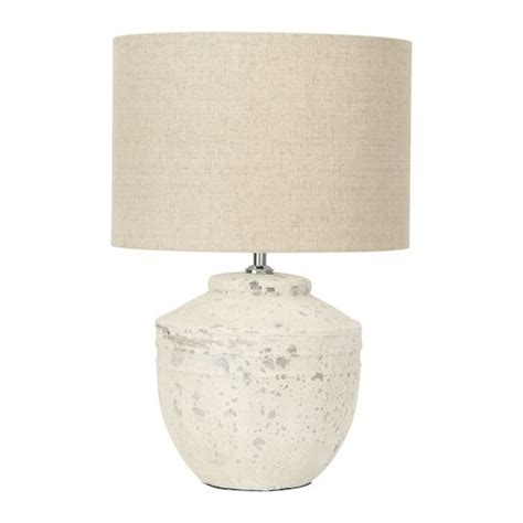 Distressed Cream Cement Table Lamp With Linen Shade Michaels