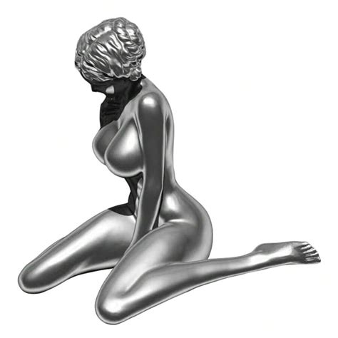 Nude Women Statue Kneeling With Hands On Between Legs Naked Female