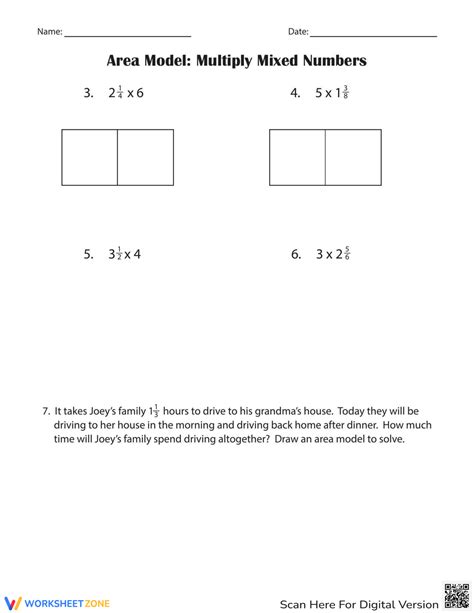 Area Model Multiply Mixed Numbers Worksheet Worksheets Library