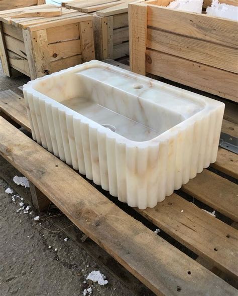 Handcrafted Calacatta Gold Marble Bathroom Sink Wall Mount Or