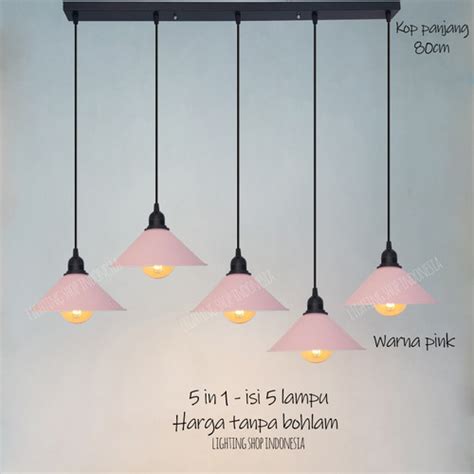 Jual Lampu Gantung Warna Warni 1set 5in1 Panjang 80cm Biru Pink Abu