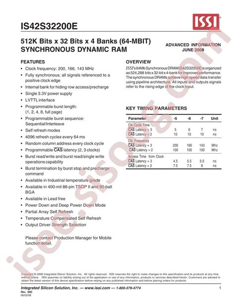 Datasheet IS42S32200E 6BLI دیتاشیت IS42S32200E 6BLI موتور جستجوی ISEE