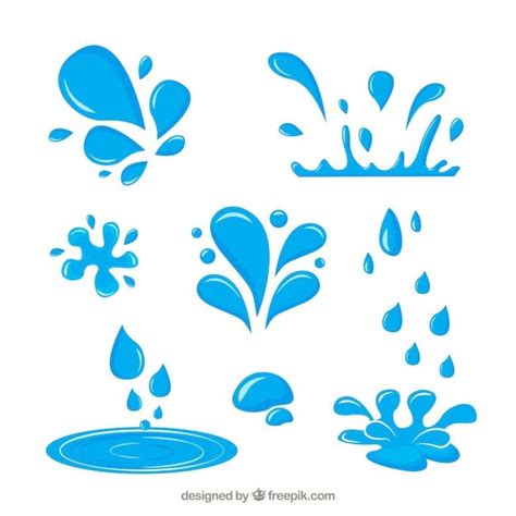 Premium Vector Water Splash Collection In Flat Style Schetsboek