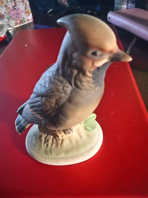 Vintage Lefton China Hand Painted Porcelain Waxwing Bird Figurine