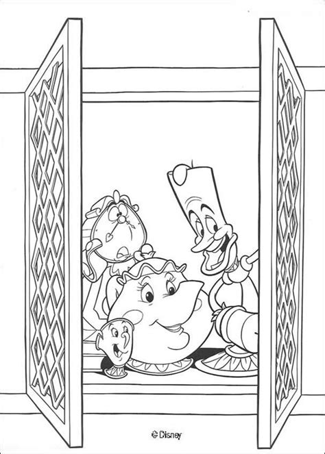 Beauty And The Beast Coloring Pages Mrs Potts Chip Lumiere And