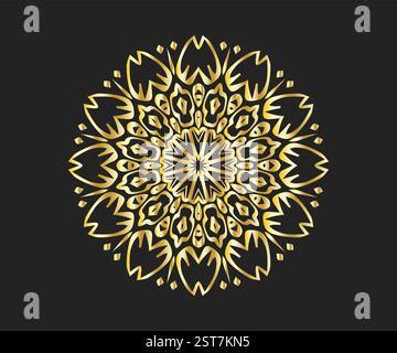 Stylized Oriental Print With Ornate Mandala For Greeting Card Brochure