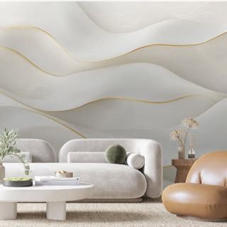 Papel De Parede 3D Ondulaçoes Branco neve Fio dourado Papel De Parede