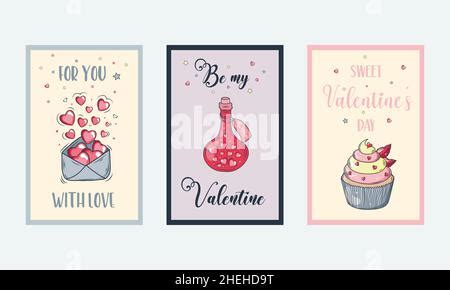 Collection Of Greeting Cards For Valentine S Day Stock Vector Image