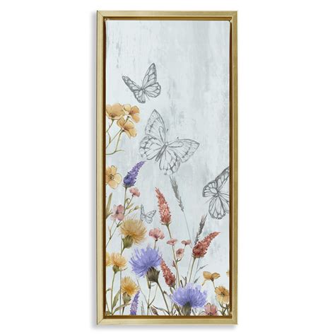 Stupell Industries Butterfly Outlines Florals Plants Flowers