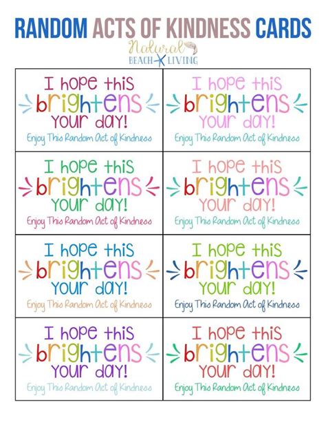 The Best Random Acts Of Kindness Printable Cards Free Natural Beach