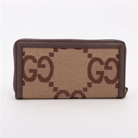 Gucci Jumbo Gg Canvas Leather Zip Round Wallet Brown Ebay