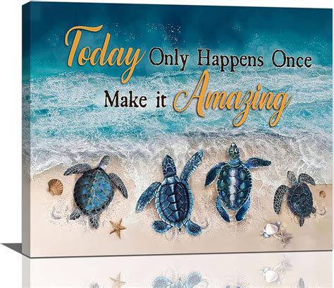 Aatoeax Beach Bathroom Decor Sea Turtle Wall Art Seashells Ocean