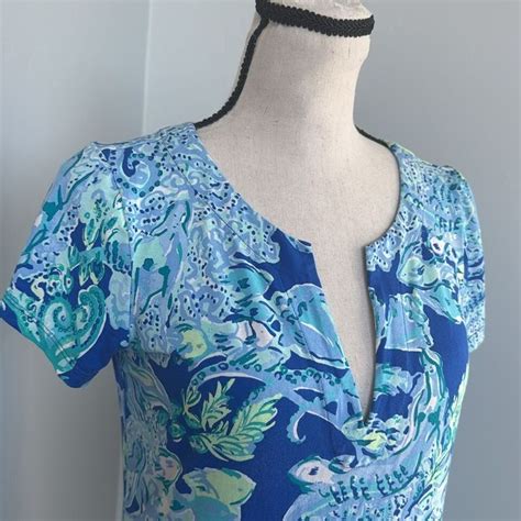 Lilly Pulitzer Sophiletta Dress Blue Current Sea Sirens Stretch Size