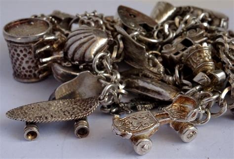 Vintage Heavy Solid Silver Charm Bracelet Silver Charms Nuvo