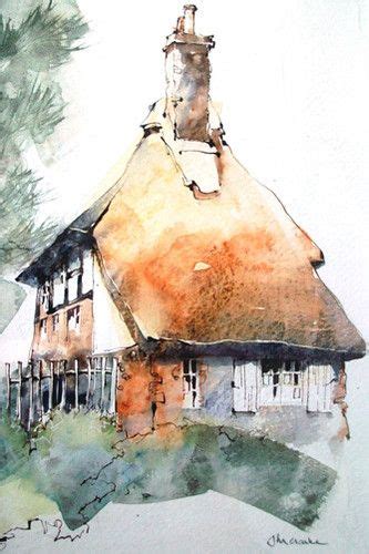 Watercolor Painting Of A House In The Woods