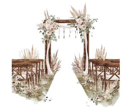 Wedding Arch Floral Clipart PNG With Dusty Pink Flowers Invitation