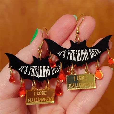 Handmade It S Freaking Bats Halloween Acrylic Earrings Jewelry King