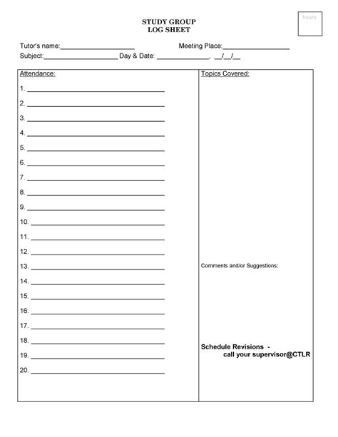 Printable Log Sheet