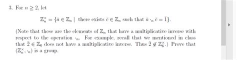 Solved For N Let Zn E Zn There Exists C Zn Chegg