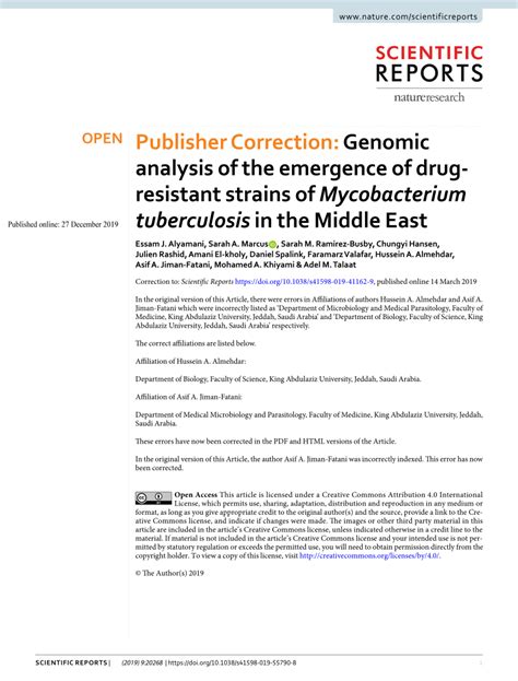 Pdf Publisher Correction Genomic Analysis Of The Emergence Of Drug