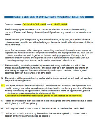 Sample Counselling Contract In Pdf